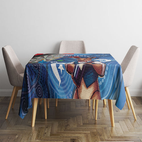 Darts NAIDOC Week 2026 Personalised Tablecloth Australia Flag Kangaroo Dhari Aboriginal Art
