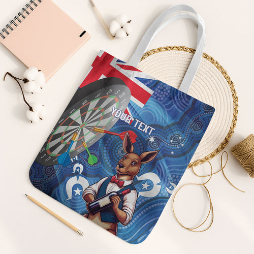 Darts NAIDOC Week 2026 Personalised Tote Bag Australia Flag Kangaroo Dhari Aboriginal Art