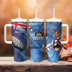 Darts NAIDOC Week 2026 Personalised Tumbler With Handle Australia Flag Kangaroo Dhari Aboriginal Art