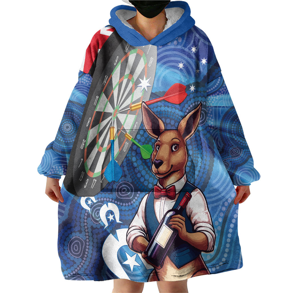 Darts NAIDOC Week 2026 Personalised Wearable Blanket Hoodie Australia Flag Kangaroo Dhari Aboriginal Art