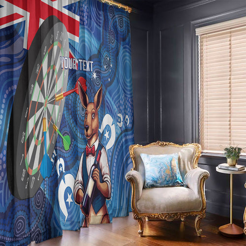 Darts NAIDOC Week 2026 Personalised Window Curtain Australia Flag Kangaroo Dhari Aboriginal Art