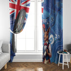 Darts NAIDOC Week 2026 Personalised Window Curtain Australia Flag Kangaroo Dhari Aboriginal Art
