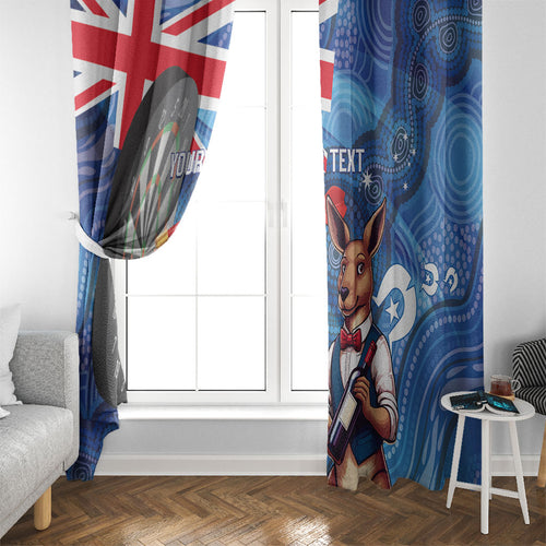 Darts NAIDOC Week 2026 Personalised Window Curtain Australia Flag Kangaroo Dhari Aboriginal Art