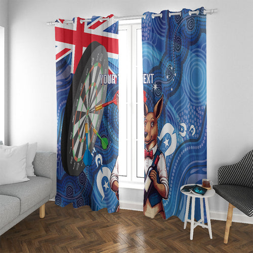 Darts NAIDOC Week 2026 Personalised Window Curtain Australia Flag Kangaroo Dhari Aboriginal Art