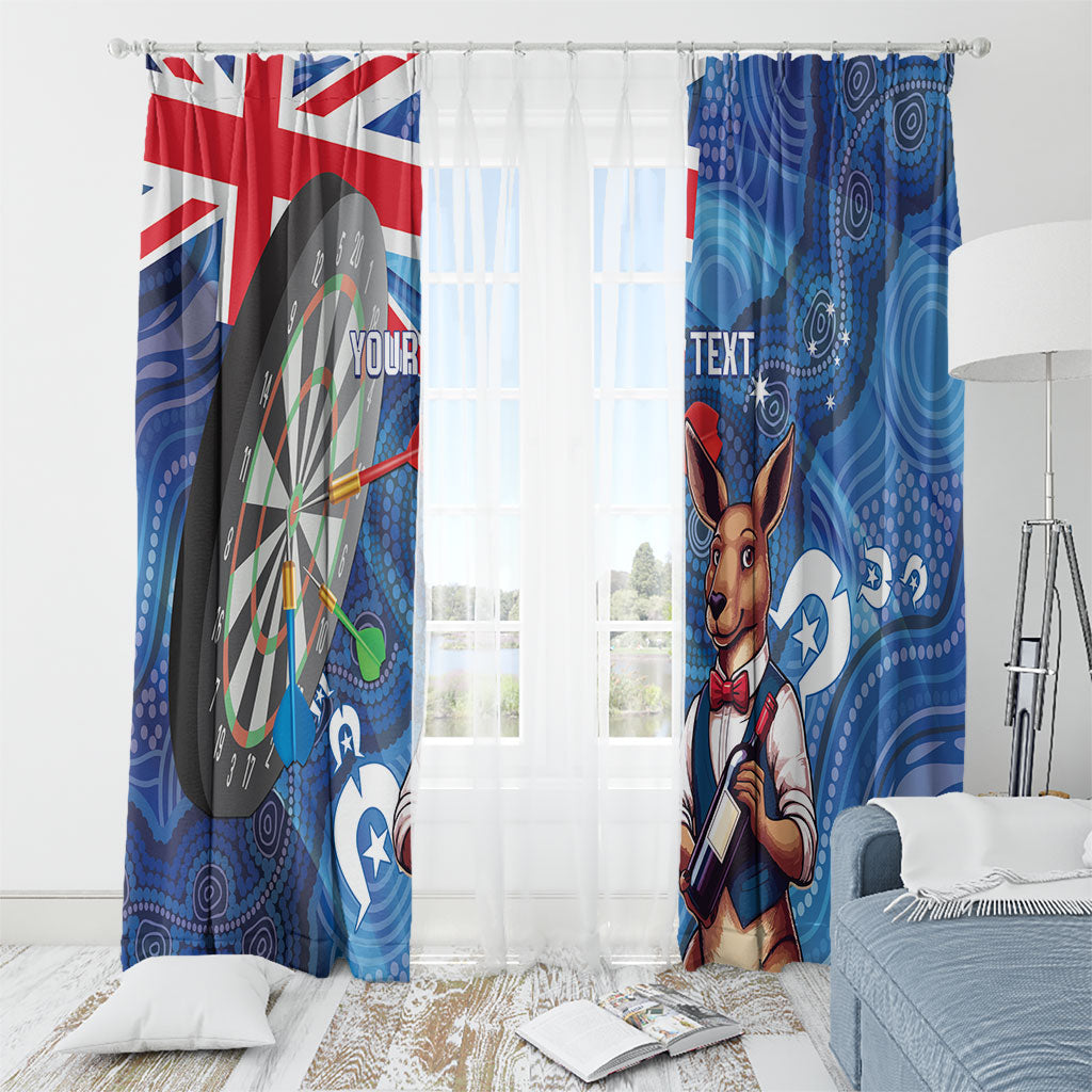 Darts NAIDOC Week 2026 Personalised Window Curtain Australia Flag Kangaroo Dhari Aboriginal Art