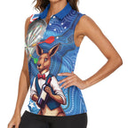 Darts NAIDOC Week 2026 Personalised Women Sleeveless Polo Shirt Australia Flag Kangaroo Dhari Aboriginal Art