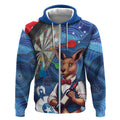 Darts NAIDOC Week 2026 Personalised Zip Hoodie Australia Flag Kangaroo Dhari Aboriginal Art