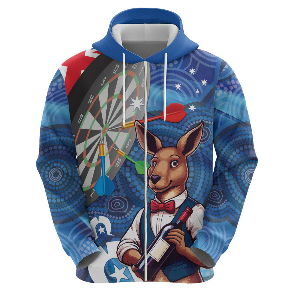 Darts NAIDOC Week 2026 Personalised Zip Hoodie Australia Flag Kangaroo Dhari Aboriginal Art