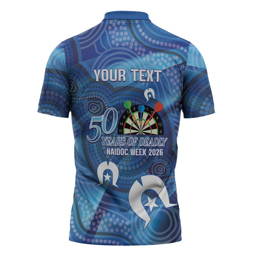 Darts NAIDOC Week 2026 Personalised Zipper Polo Shirt Australia Flag Kangaroo Dhari Aboriginal Art
