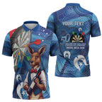 Darts NAIDOC Week 2026 Personalised Zipper Polo Shirt Australia Flag Kangaroo Dhari Aboriginal Art