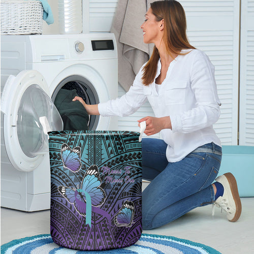 New Zealand Suicide Prevention Month Laundry Basket Maori Mauri Tu Mauri Ora Polynesian Pattern
