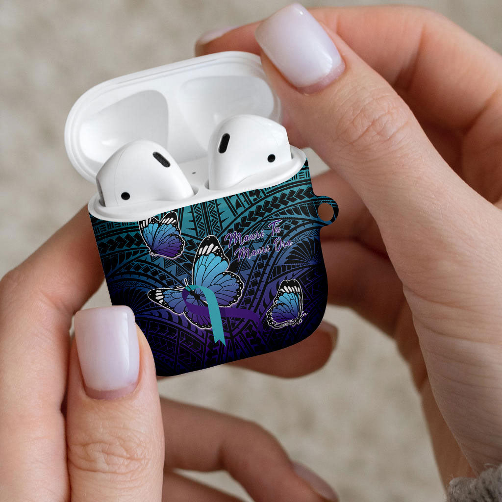 New Zealand Suicide Prevention Month AirPods Case Maori Mauri Tu Mauri Ora Polynesian Pattern