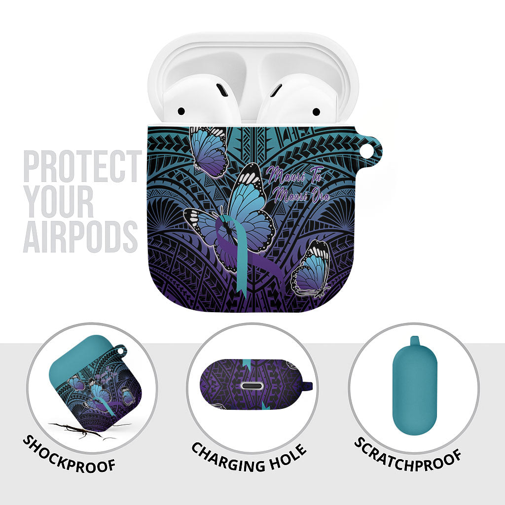 New Zealand Suicide Prevention Month AirPods Case Maori Mauri Tu Mauri Ora Polynesian Pattern