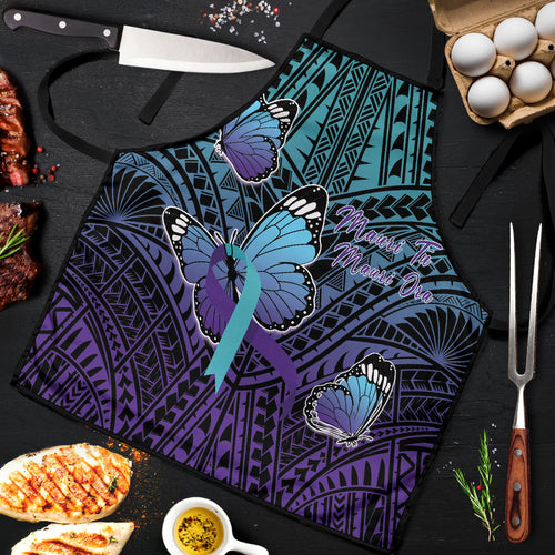 New Zealand Suicide Prevention Month Apron Maori Mauri Tu Mauri Ora Polynesian Pattern