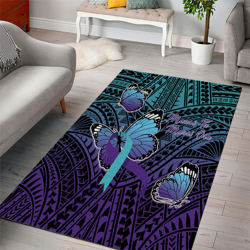 New Zealand Suicide Prevention Month Area Rug Maori Mauri Tu Mauri Ora Polynesian Pattern