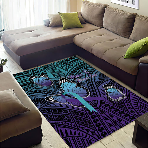 New Zealand Suicide Prevention Month Area Rug Maori Mauri Tu Mauri Ora Polynesian Pattern