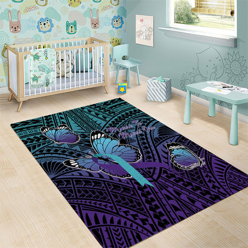 New Zealand Suicide Prevention Month Area Rug Maori Mauri Tu Mauri Ora Polynesian Pattern