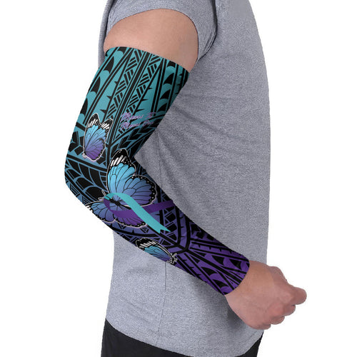 Personalised New Zealand Suicide Prevention Month Arm Sleeves Maori Mauri Tu Mauri Ora Polynesian Pattern