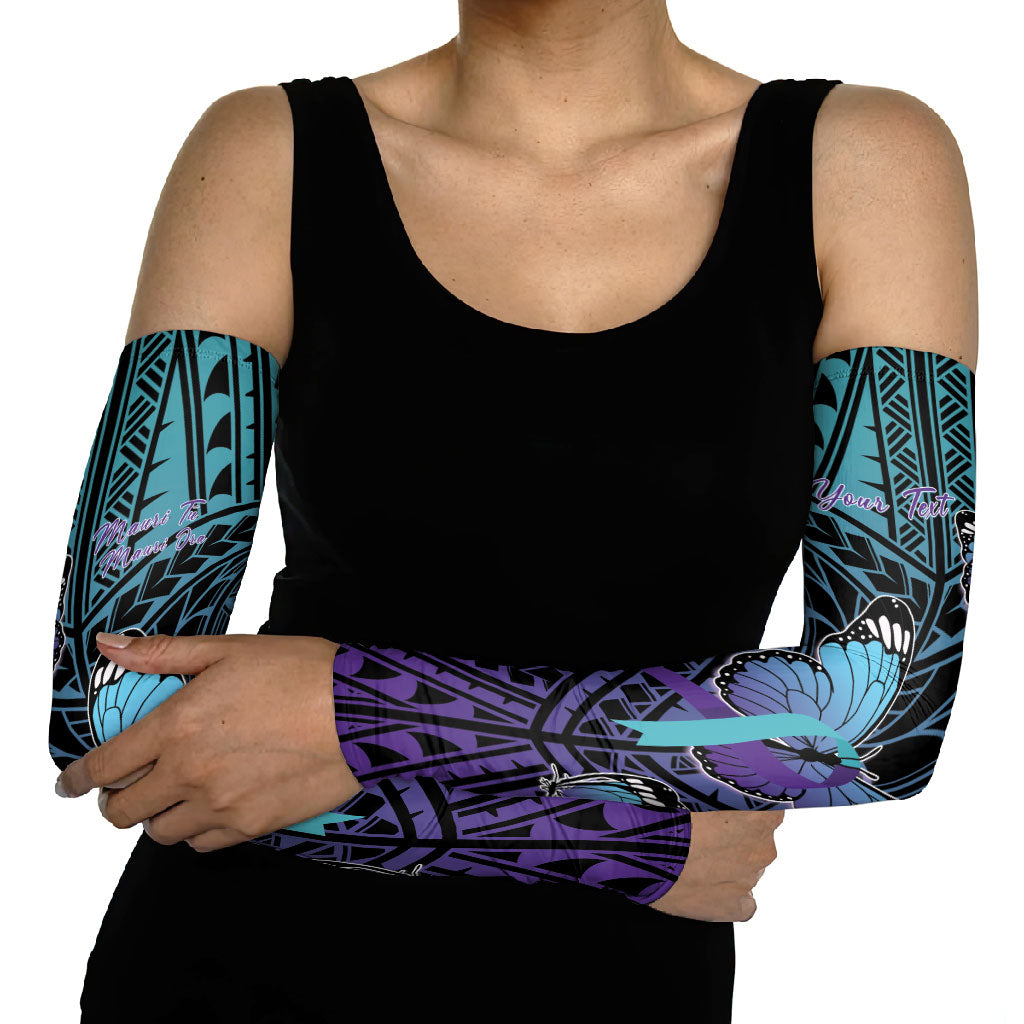 Personalised New Zealand Suicide Prevention Month Arm Sleeves Maori Mauri Tu Mauri Ora Polynesian Pattern