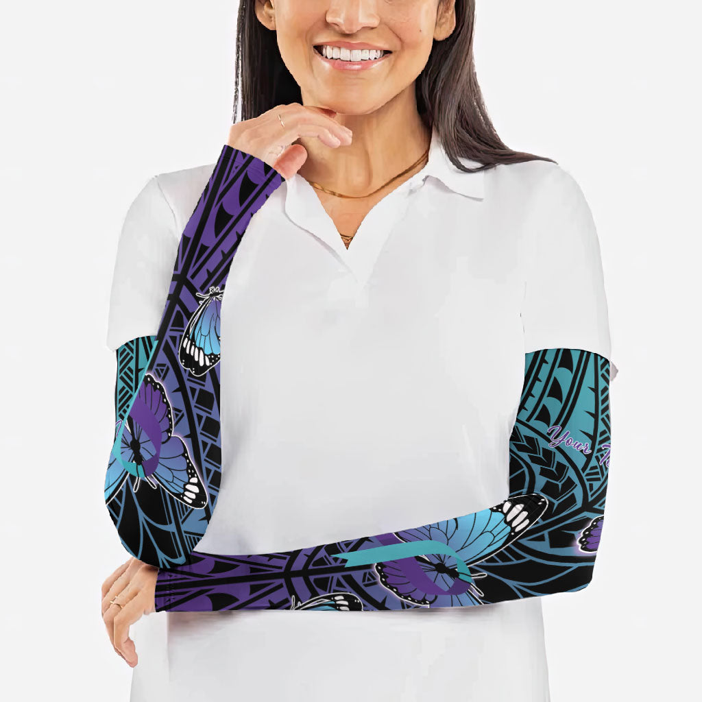 Personalised New Zealand Suicide Prevention Month Arm Sleeves Maori Mauri Tu Mauri Ora Polynesian Pattern