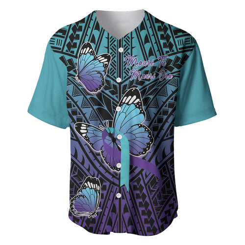 Personalised New Zealand Suicide Prevention Month Baseball Jersey Maori Mauri Tu Mauri Ora Polynesian Pattern