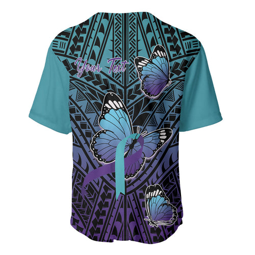 Personalised New Zealand Suicide Prevention Month Baseball Jersey Maori Mauri Tu Mauri Ora Polynesian Pattern