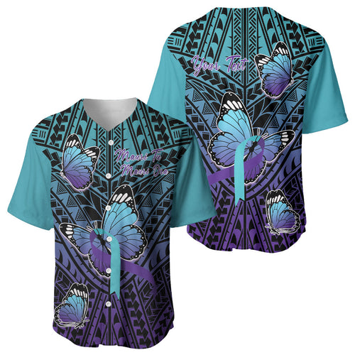 Personalised New Zealand Suicide Prevention Month Baseball Jersey Maori Mauri Tu Mauri Ora Polynesian Pattern