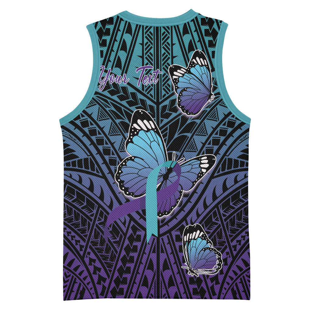 Personalised New Zealand Suicide Prevention Month Basketball Jersey Maori Mauri Tu Mauri Ora Polynesian Pattern
