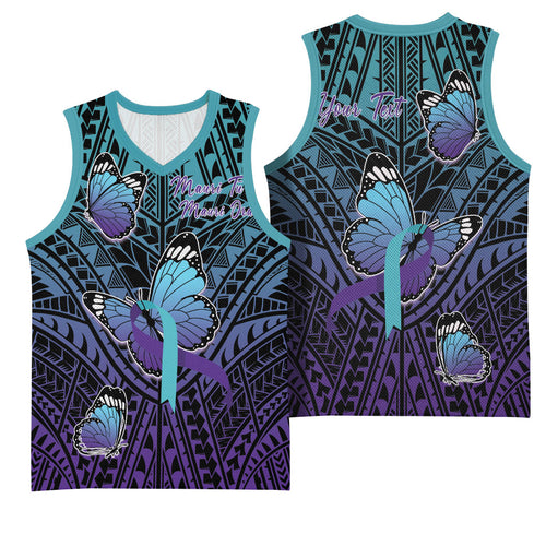 Personalised New Zealand Suicide Prevention Month Basketball Jersey Maori Mauri Tu Mauri Ora Polynesian Pattern