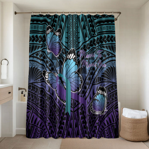 New Zealand Suicide Prevention Month Bathroom Set Maori Mauri Tu Mauri Ora Polynesian Pattern