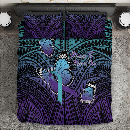 New Zealand Suicide Prevention Month Bedding Set Maori Mauri Tu Mauri Ora Polynesian Pattern