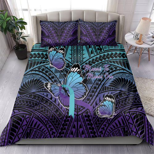 New Zealand Suicide Prevention Month Bedding Set Maori Mauri Tu Mauri Ora Polynesian Pattern