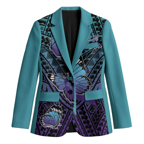 Personalised New Zealand Suicide Prevention Month Blazer Maori Mauri Tu Mauri Ora Polynesian Pattern