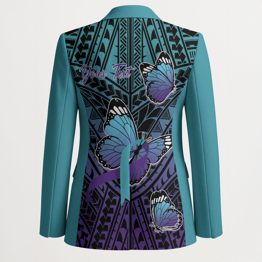 Personalised New Zealand Suicide Prevention Month Blazer Maori Mauri Tu Mauri Ora Polynesian Pattern