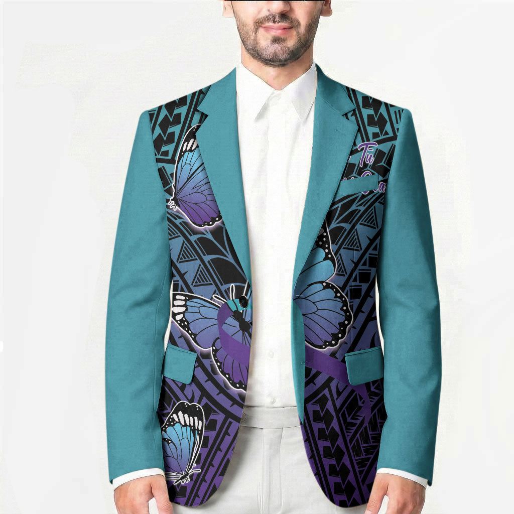 Personalised New Zealand Suicide Prevention Month Blazer Maori Mauri Tu Mauri Ora Polynesian Pattern