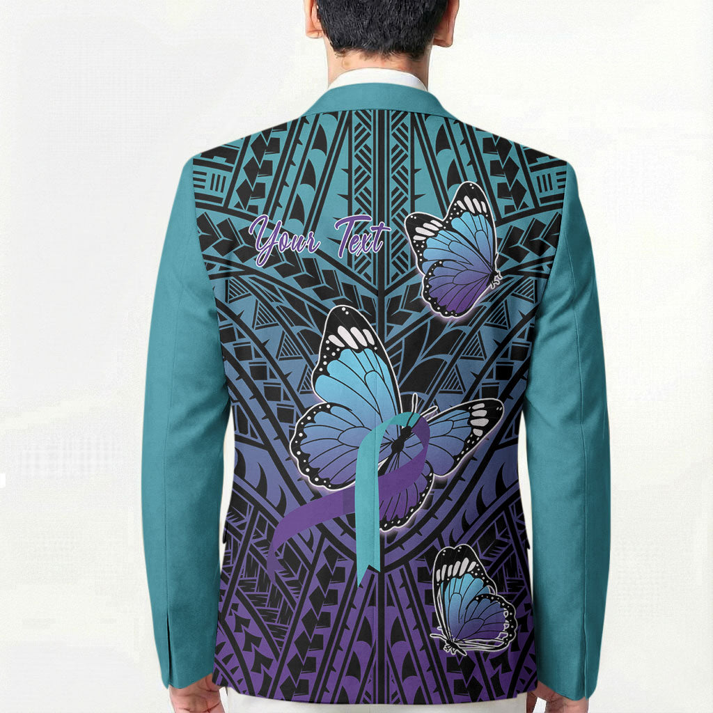 Personalised New Zealand Suicide Prevention Month Blazer Maori Mauri Tu Mauri Ora Polynesian Pattern