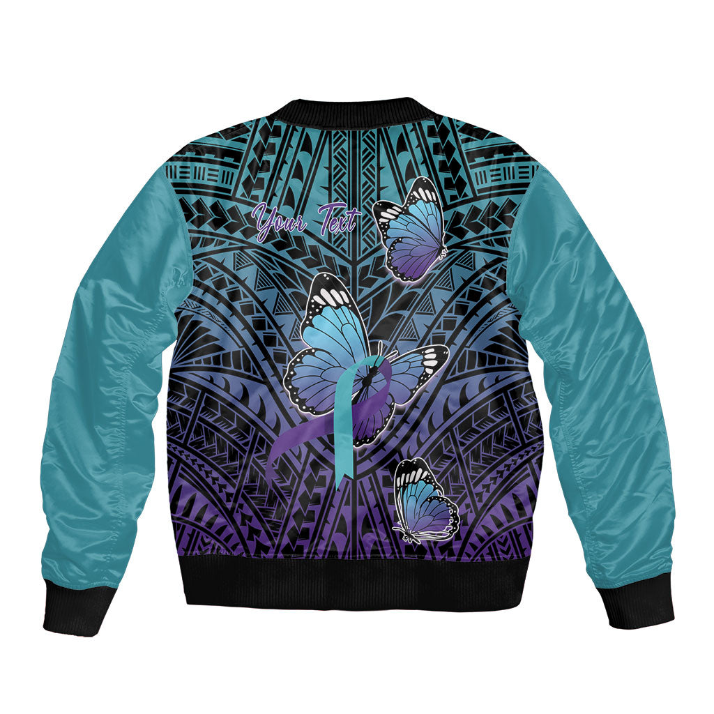 Personalised New Zealand Suicide Prevention Month Bomber Jacket Maori Mauri Tu Mauri Ora Polynesian Pattern
