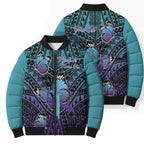 Personalised New Zealand Suicide Prevention Month Bomber Puffer Jacket Maori Mauri Tu Mauri Ora Polynesian Pattern