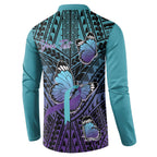 Personalised New Zealand Suicide Prevention Month Button Sweatshirt Maori Mauri Tu Mauri Ora Polynesian Pattern