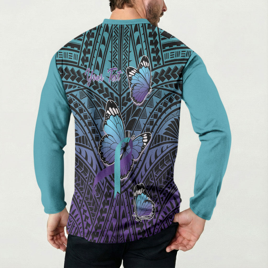 Personalised New Zealand Suicide Prevention Month Button Sweatshirt Maori Mauri Tu Mauri Ora Polynesian Pattern