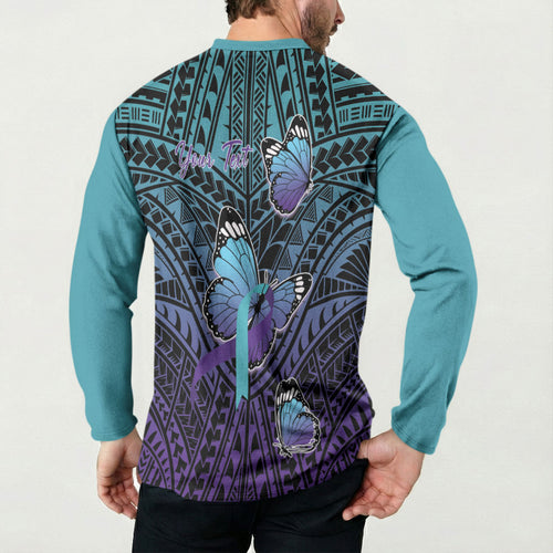 Personalised New Zealand Suicide Prevention Month Button Sweatshirt Maori Mauri Tu Mauri Ora Polynesian Pattern