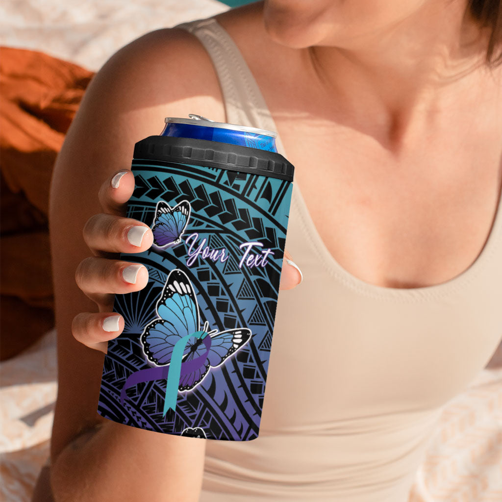 Personalised New Zealand Suicide Prevention Month 4 in 1 Can Cooler Tumbler Maori Mauri Tu Mauri Ora Polynesian Pattern