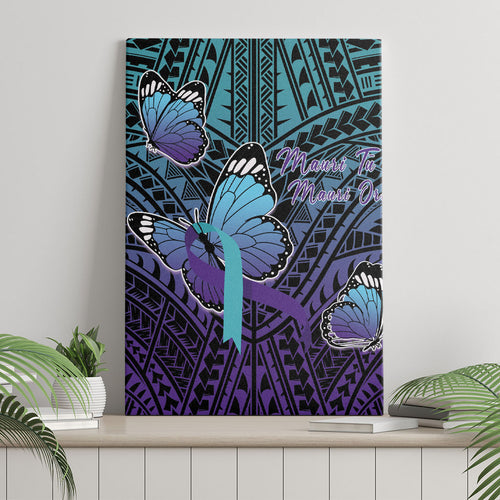 New Zealand Suicide Prevention Month Canvas Wall Art Maori Mauri Tu Mauri Ora Polynesian Pattern