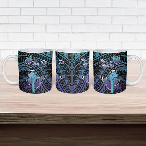 Personalised New Zealand Suicide Prevention Month Ceramic Mug Maori Mauri Tu Mauri Ora Polynesian Pattern