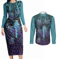 Personalised New Zealand Suicide Prevention Month Couples Matching Long Sleeve Bodycon Dress and Long Sleeve Button Shirt Maori Mauri Tu Mauri Ora Polynesian Pattern