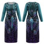 Personalised New Zealand Suicide Prevention Month Couples Matching Long Sleeve Bodycon Dress and Long Sleeve Button Shirt Maori Mauri Tu Mauri Ora Polynesian Pattern