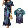 Personalised New Zealand Suicide Prevention Month Couples Matching Mermaid Dress and Hawaiian Shirt Maori Mauri Tu Mauri Ora Polynesian Pattern