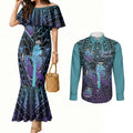 Personalised New Zealand Suicide Prevention Month Couples Matching Mermaid Dress and Long Sleeve Button Shirt Maori Mauri Tu Mauri Ora Polynesian Pattern