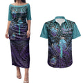 Personalised New Zealand Suicide Prevention Month Couples Matching Puletasi and Hawaiian Shirt Maori Mauri Tu Mauri Ora Polynesian Pattern
