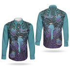 Personalised New Zealand Suicide Prevention Month Couples Matching Puletasi and Long Sleeve Button Shirt Maori Mauri Tu Mauri Ora Polynesian Pattern